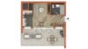 Sonniges und möbiliertes Microappartment mit 25m2 Wohnfläche plus 18 m2 Dachterrasse nähe BMW - Grundriss_Perspektive