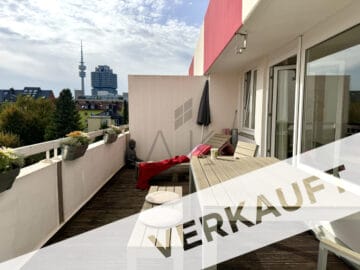 Sonniges und möbiliertes Microappartment mit 25m2 Wohnfläche plus 18 m2 Dachterrasse nähe BMW, 80809 München, Terrassenwohnung