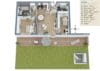 Verkauft: Ihre Chance auf 3 Zimmer Wohnung mit sonniger West-Terrasse, Garten & Gartenhaus - 2D Grundriss
